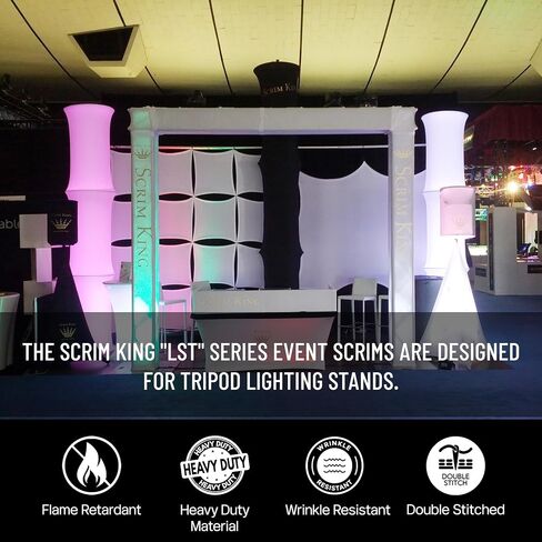 Tripod Lighting Stand Scrim with Open Back & Free Carry Bag for Event Lighting Outdoor, Concerts & Indoor Party Lights - Two-Sided, Heavy Duty, Flame Retardant & Wrinkle Free - White in Saudi Arabia