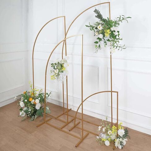 Efavormart Curved Wave Wedding Arch Backdrop Stand – 8ft x 12ft Gold Heavy-Duty Metal Frame for Event, Balloon & Floral Décor in Saudi Arabia