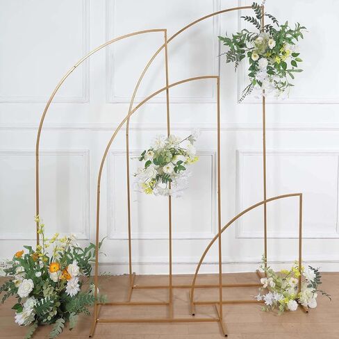 Efavormart Curved Wave Wedding Arch Backdrop Stand – 8ft x 12ft Gold Heavy-Duty Metal Frame for Event, Balloon & Floral Décor in Saudi Arabia