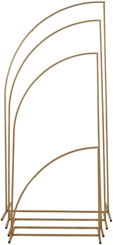 Efavormart Curved Wave Wedding Arch Backdrop Stand – 8ft x 12ft Gold Heavy-Duty Metal Frame for Event, Balloon & Floral Décor in Saudi Arabia