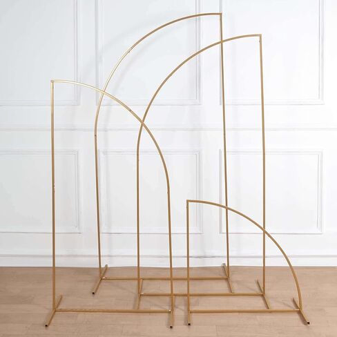 Efavormart Curved Wave Wedding Arch Backdrop Stand – 8ft x 12ft Gold Heavy-Duty Metal Frame for Event, Balloon & Floral Décor in Saudi Arabia