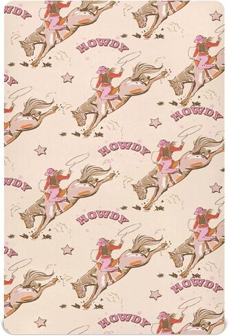 Cowgirl Western Vintage Crib Sheets Soft Breathable Fitted Baby Crib Sheets Mattress Cover for Girl Boys, 52" x 28" x 9" in Kuwait