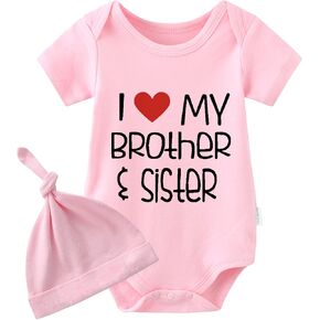 YSCULBUTOL Baby Twins Bodysuit I Love My Sister And Brother Toddler Casual Children Family Clothes Baby Romper