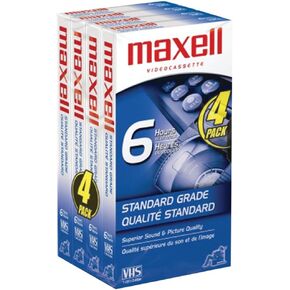 Maxell 214006/214049 Standard Quality Vhs Video Tapes (6 Hours 4 Pk)