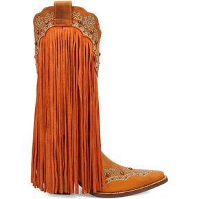 Dingo Women's Tequila Fringe Southwest Sunrise Snip Toe Pull on Western Boot