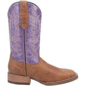 Laredo Womens Mara Embroidery Square Toe أحذية غير رسمية منتصف العجل منخفض الكعب 1-2 " - بني ، أرجواني