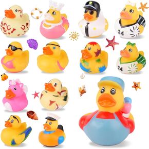 12 Pcs Rubber Ducks for Jeeps, 2.6 Inches Rubber Ducks in Bulk for Plastic Cruise Ducking Bath Toys Assorted Summer Ducky Party Favors Beach Pool Activity Cruise Ships Hiding for Kids Teens