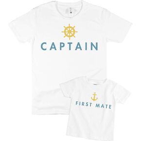 The Spunky Stork Father & Son Daughter Captain First Mate Nautical Matching Shirt