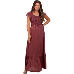 PinkBlush Sage Smocked Top Woven Maternity Maxi Dress