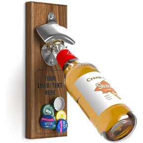 Custom Wall Mounted Bottle Opener with Magnetic Cap Catcher, Laser Engraved Your Image and Text, for Kitchen, Bar, Party, Birthday, Festival, Wedding