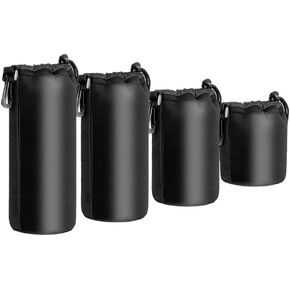 fenlan 4PCS Camera Case Lens Pouch Set Lens Case Small Medium and Extra for DSLR Camera Lens Bag Pouch Shockproof