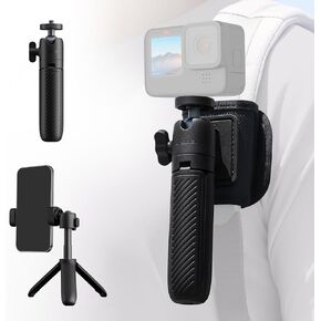 ULANZI MT88 ClipMate Camera Tripod, Selfie Stick w Velcro Strap & Action Camera Adapter, Mini Tabletop Tripod w Cold Shoe, Travel Tripod for iPhone Series & Action Cam, Vlogging Live Streaming