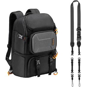 TARION Large Camera Backpack + 4-in-1 Camera Strap | PB-L Professional Large Camera Bag + Adjustable Camera Strap for Photographers Neck Strap Crossbody Sling Strap Wrist Strap Convertible Black