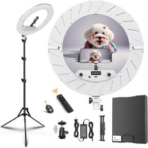 18 Inch Ring Light Kit, 55W6700k Dimmable LED Light, Tripod Stand, Remote Controller,Box,CRI95,Black