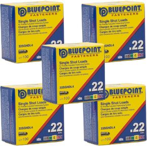BLUEPOINT .22 Cal YELLOW Neck Down Single Shot Powder Load for Powder Actuated Fastening System, (500 - Count). Item# 22SGNDL4 5-PACK SAVE $10