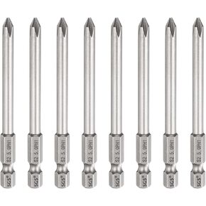 HARFINGTON 8pcs #1 Phillips Screwdriver Bit PH1 1/4" Hex Shank 3.15" (80mm) Long 0.2" Rod Magnetic Cross Head Drill Bits S2 Steel Industrial Screw Driver for Electric Power Tools, Gray