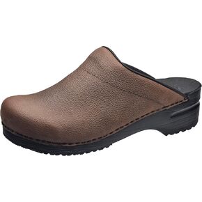 Sanita Karl Textured Oiled Leather Professional Clogs for Men - Arch Support, Durable, Open-Back, APMA Approved Slip-On Shoes