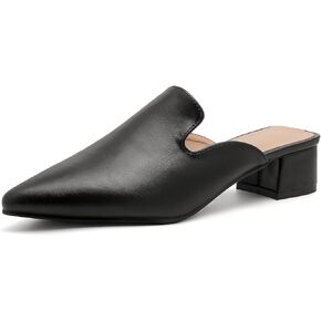 Mules Heels for Women Slip on Closed Toe Slides Chunky Heeled Sandals for Women Backless Mules