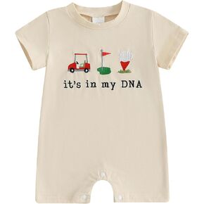 Baby Boy Golf Clothes Newborn Summer Romper Letter Golf Embroidery Crew Neck Short Sleeve One Piece Jumpsuit