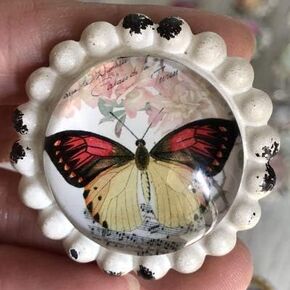 Cute Crystal Glass Handle VintaRetro butterfly furniture wardrobe drawer children room door pull handle Single Hole - (Color: A)