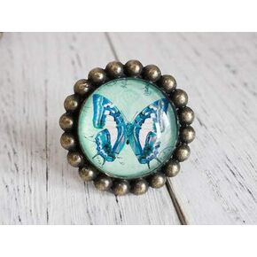 Nordic Style Crystal Glass Butterfly Peacock Pattern Cute Handle Knobs Children's Room Cupboard Cabinet Drawer Door Pull handle - (Color: OWL)