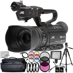 SSE JVC GY-HM180 Ultra HD 4K Camcorder 12PC Accessory Bundle – Includes 2X 64GB SD Memory Cards + 3PC Filter Kit (UV + CPL + FLD) + More