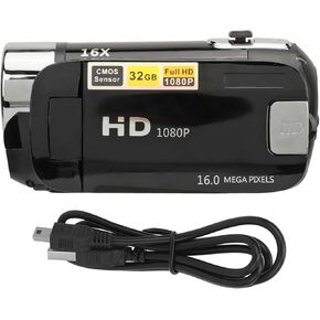 Vintage Video Camera Camcorder, 16Mp Cam Corder, 1080P Digital Camera, 2.4 Inch Rotatable Screen Camcorder, 16X Zoom HD Video Recorder with Fill Light for Teens Beginner Adult