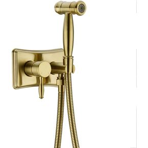 2 Function Handheld Sprayer Single HandleSpray Hot and Cold Water Wall Mounted Toilet Sprayer Bathroom Attachment,Black(Brushed Gold)