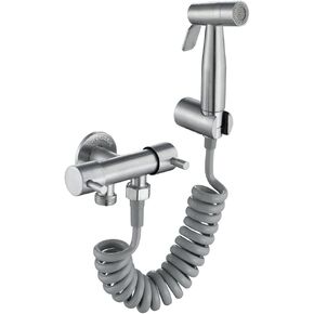 Stainless SteelSprayer Kit for Toilet, 2 FunctionsFaucet Diaper Sprayer Set with 59-Inch Anti-Leaking Hose and Bracket Holder