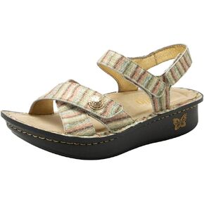 Alegria Women Kelsi Marrone Cross Strap Adjustable Leather Sandal 7-7.5 Wide Width US
