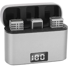 Clamp/Holder On Lapel Mic, Lavalier Microphone Noise Reduction with Charging Case for Outdoor Interviews