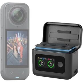 Fast Charger/Battery Set for Insta360 X5，2 Batteries can be Charged at The Same time 2 Memory Cards can be stored and Comes with a Lanyard for Easy Carrying (Batteries)