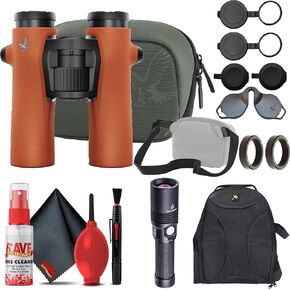 Swarovski 10x32 NL Pure Binoculars (Burnt Orange) + Padded Backpack + Flashlight + 6Ave Cleaning Kit