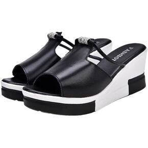 Orthopedic Sandals 2025 Summer Comfortable Orthotic Leather Wedges Slides Dressy Platform Heel Arch Support Slip Sandals