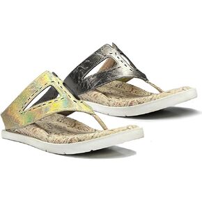 Modzori Aziza 2 Women's Low Wedge Reversible Sandal, Gold flips to Pewter, 11 M US