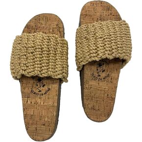 Nomadic State of Mind Cork Footbed Slide Sandals, Arch Support Slip-Ons, Lightweight Handmade Sustainable Rope Shoes, Men Women Unisex (Camel)