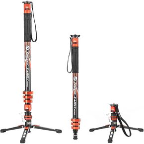 Fotopro Carbon Fiber Monopod 73inch Professional Travel Monopod with Pedal Max Load 22lbs for DSLR Camera X-Airfly Mono Orange