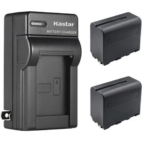 Kastar 2-Pack NP-F960 / NP-F970 Battery and AC Wall Charger Replacement for Aputure Amaran AL-H198 AL-M9 LED Video/Photo Camera Light, Atomos Shogun Flame, Atomos Shogun Inferno LED Video Light