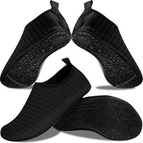 2 Pairs Beach Shoes Quick-Dry Aqua Socks Swim Pool Camping Water Shoes Yoga Exercise Wear Sport for Women Men(Black) 10-11 Women/9-10 Men; 7-8 Women/6-7Men
