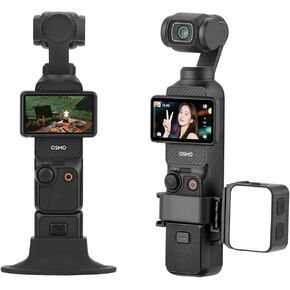 Pocket 3 Stand Base Mount & Mini Light, Desktop Support Bracket Stable Non-Slip Support Expansion Adapter and Fill Lighting Cold Hot Shoe LED Vlogging Light Attachment for Pocket 3 Accessories