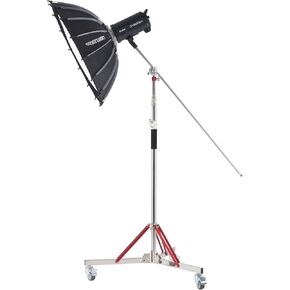 Happybuy Heavy Duty Light Stand with Casters, Max Height 10.5 ft/320 cm, Adjustable Tripod Stand with Stainless Steel, Wheeled Base for Studio Photography