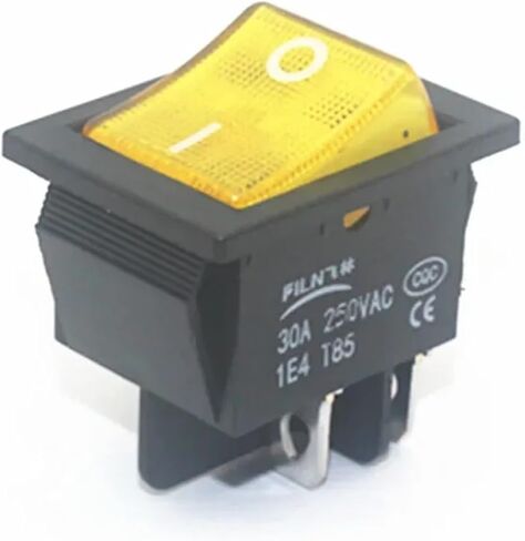 KCD4-201 on Off on On 30A/250V 16A/250V Heavy Duty 4 Pin T85 Rocker Switch with Light 12V 24V 110V 220V 380V(Yellow,12V) in Kuwait