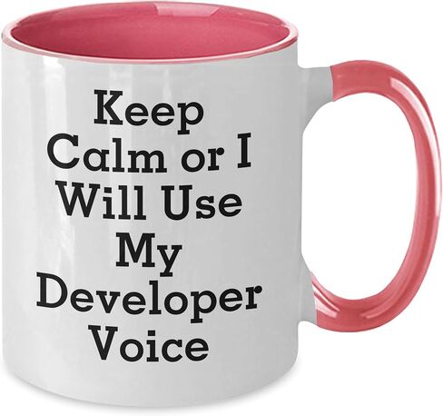 Funny Developer Two Tone Coffee Mug Gifts from Friends to Developer Birthday, Keep Calm Or I Will Use My Developer Voice in Kuwait
