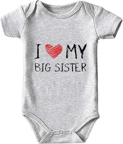 I Love My Big Sister Baby Girls Boys Bodysuit Newborn Clothes Short Sleeve Infant Romper in Saudi Arabia