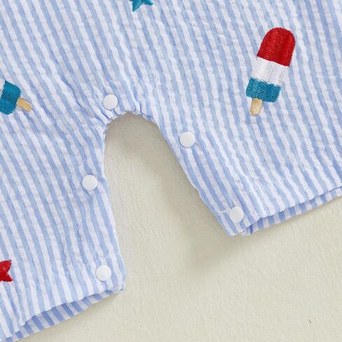 4th of July Baby Boy Girl Outfit Infant Popsicles Sleeveless Striped Romper Fourth of July Jumpsuit Overalls in Saudi Arabia