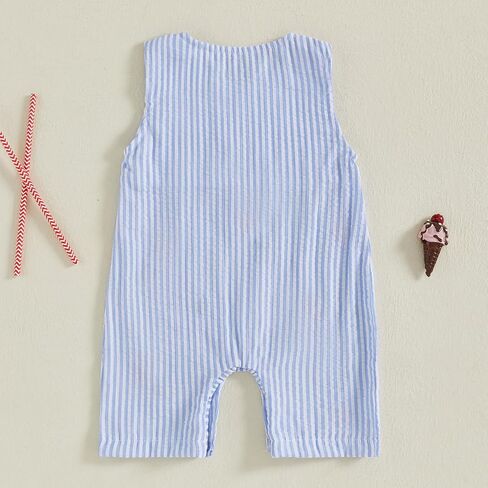 4th of July Baby Boy Girl Outfit Infant Popsicles Sleeveless Striped Romper Fourth of July Jumpsuit Overalls in Saudi Arabia