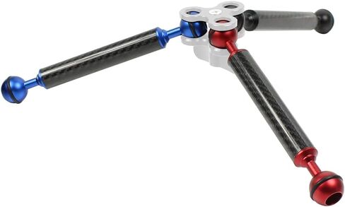 Bgning Carbon Fiber 1 "رأس الكرة المزدوج 5/8/10/12 و 12 بوصة الذراع D20MM محمولة ترايبود سيلفي عصا كاميرا مقاومة للماء (D20mm 12inch ، الأزرق) in Kuwait