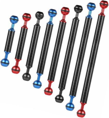 Bgning Carbon Fiber 1 "رأس الكرة المزدوج 5/8/10/12 و 12 بوصة الذراع D20MM محمولة ترايبود سيلفي عصا كاميرا مقاومة للماء (D20mm 12inch ، الأزرق) in Kuwait