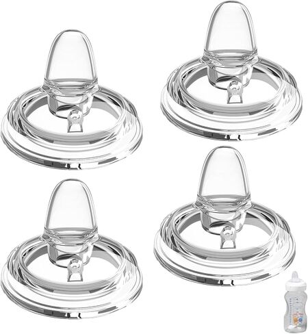 Sippy Spout Nipples for Dr. Browns Wide Neck Baby Bottles, Transition Straw Sippy Cup 100% Food Grade Silicone Soft Nipple, 6m+, Pack of 4 in Kuwait