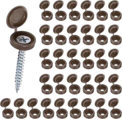100-Pack Plastic Hinged Screw Cover Caps, 5mm Shutter Screws with Caps, Fold Snap Washer Covers, Washer Flip Protection Covering M3 M4 M5 Screws Heads [Dark Gray] in Kuwait